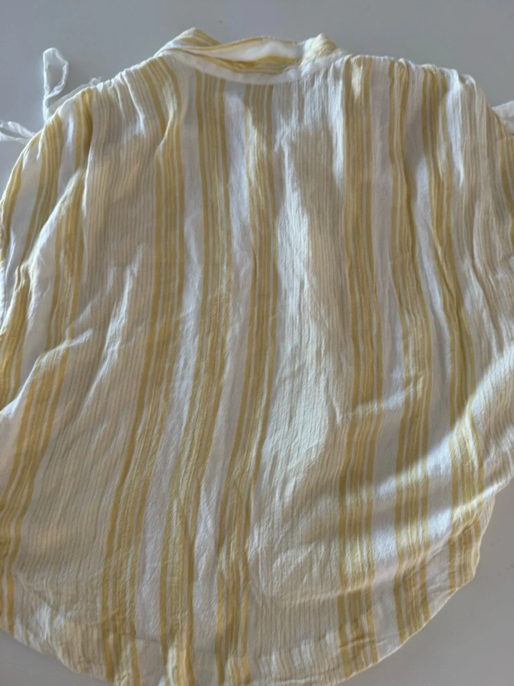 Free People Yellow and White Striped Button-Down Top